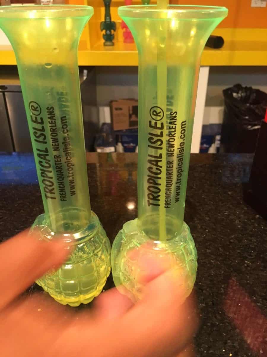 Drinks from a night out on Bourbon Street on our 5 days in New Orleans