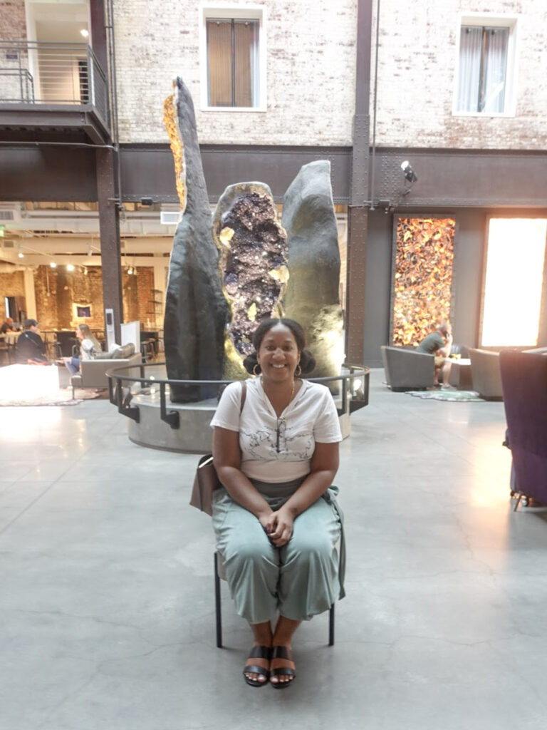 Traveler in the Geode, Crystal, and Fossil exhibit at JW Marriott in Savannah Georgia